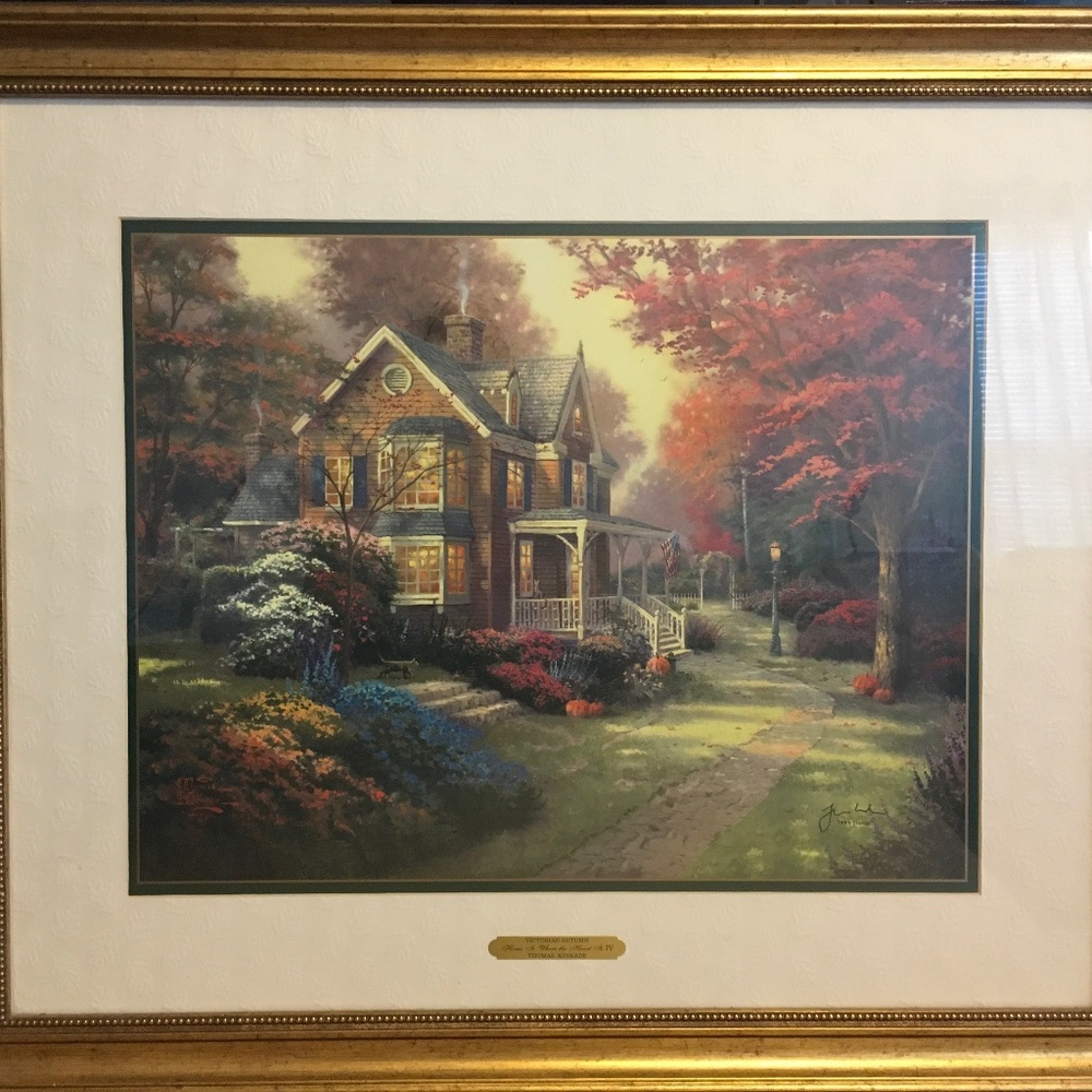 Large Thomas Kinkade Victorian Autumn Matted & Framed Print Signed Ltd Edition